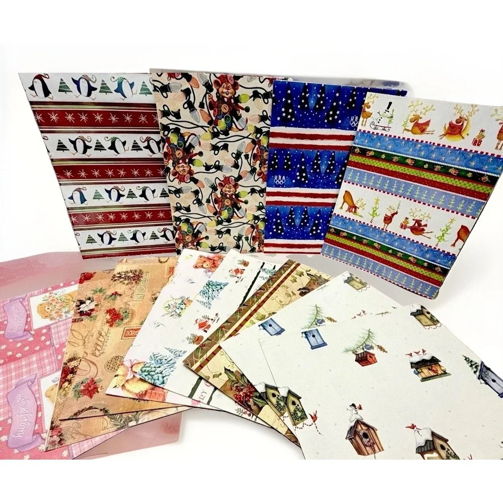 VTG Lot Wrapping Paper Mixed Patterns Sheets Kitsch Holiday Christmas MCM Retro